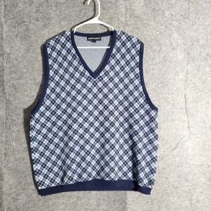 BRITCHES Sweater Vest Mens XL Blue Light Blue Argyle V Neck Cotton Casual Wear